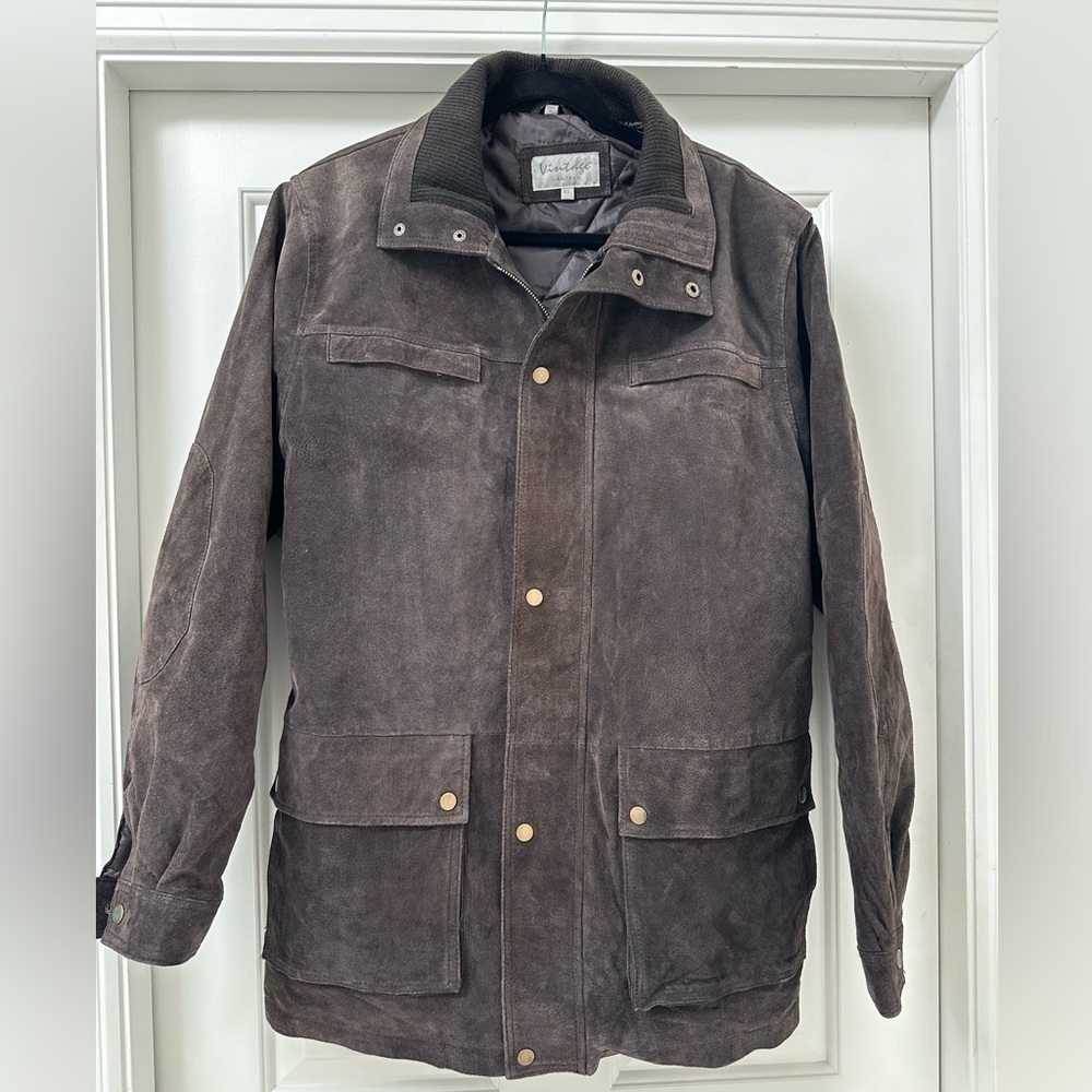 Brown Men’s Leather Jacket Button And Zip Size XL Yellowstone American Western